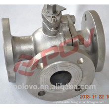 Three port dn80 3 way flanged type ball valve